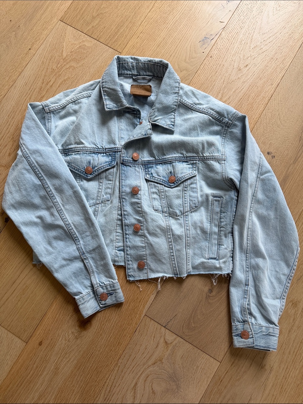 American Eagle Outfitters Light Denim Button-Up Jacket